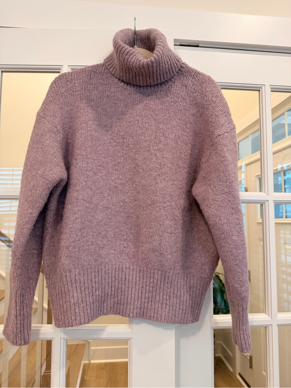 ZARA Mauve Turtleneck Sweater Size M Wool Alpaca Blend